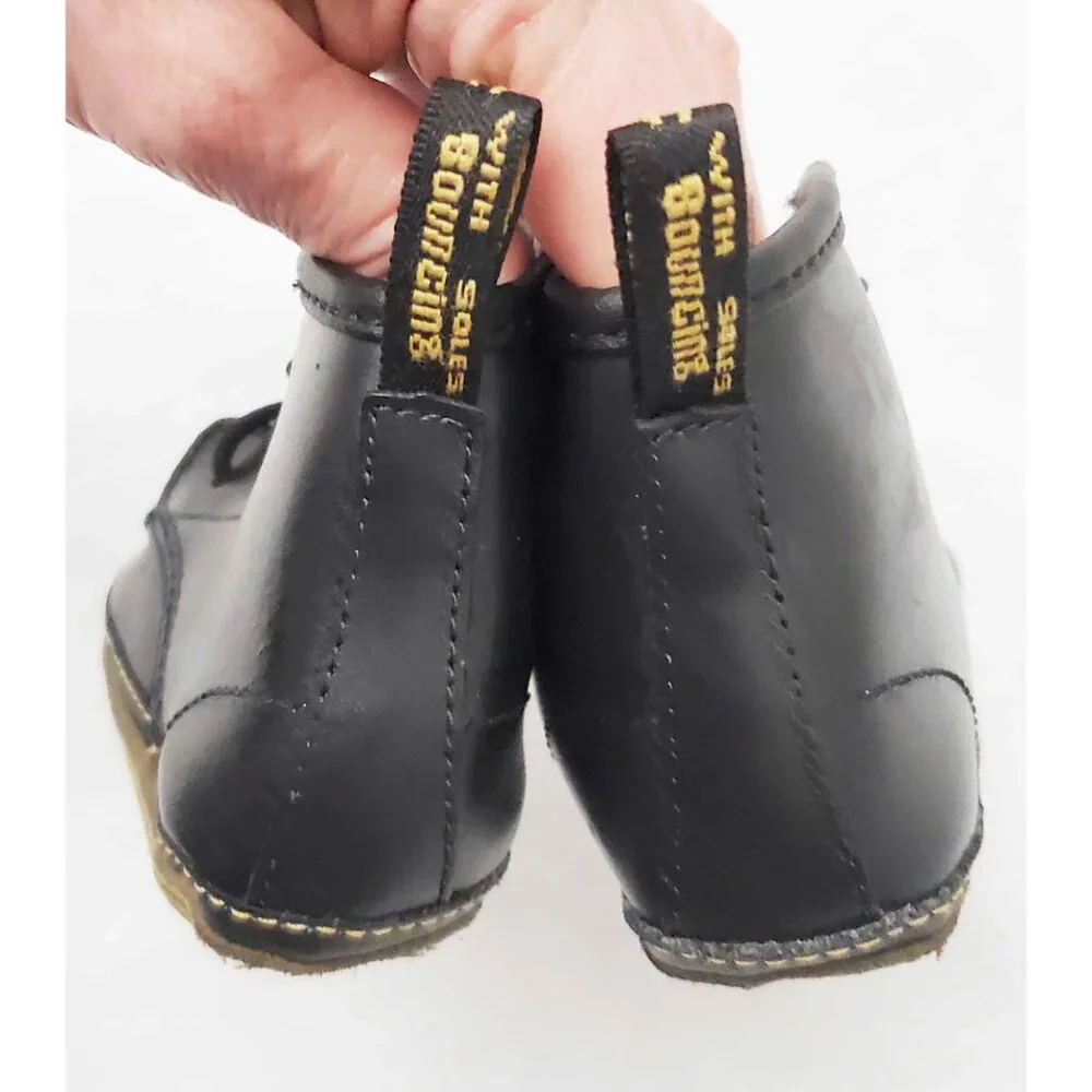 Dr. Martens Newborn Black Leather Crib Shoe Bootie 4